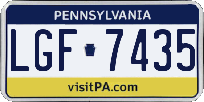 PA license plate LGF7435