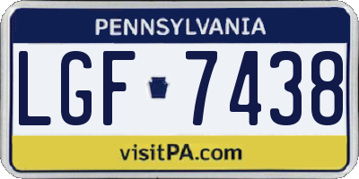 PA license plate LGF7438