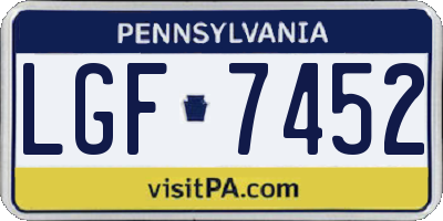 PA license plate LGF7452