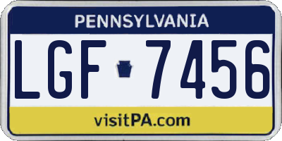 PA license plate LGF7456
