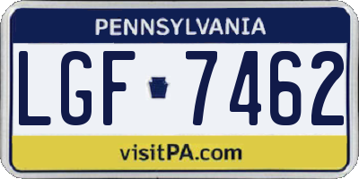 PA license plate LGF7462