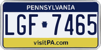 PA license plate LGF7465
