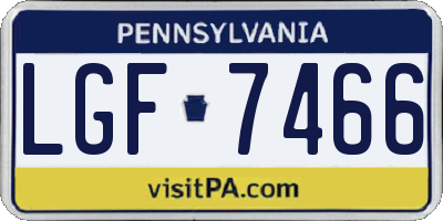 PA license plate LGF7466
