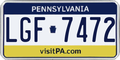 PA license plate LGF7472