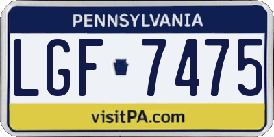 PA license plate LGF7475