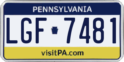 PA license plate LGF7481