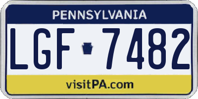 PA license plate LGF7482