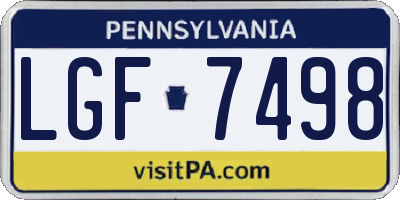 PA license plate LGF7498