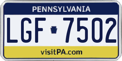 PA license plate LGF7502