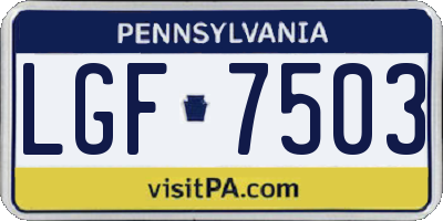 PA license plate LGF7503