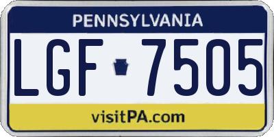 PA license plate LGF7505