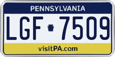 PA license plate LGF7509
