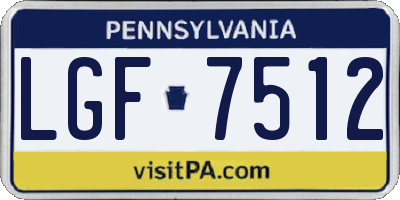 PA license plate LGF7512