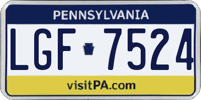 PA license plate LGF7524