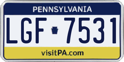 PA license plate LGF7531