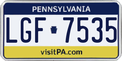 PA license plate LGF7535