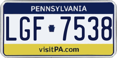 PA license plate LGF7538