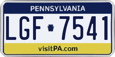 PA license plate LGF7541