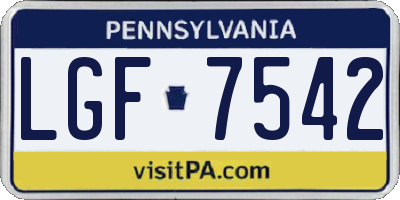 PA license plate LGF7542