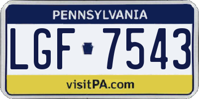 PA license plate LGF7543