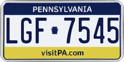PA license plate LGF7545
