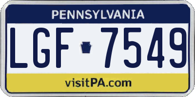 PA license plate LGF7549