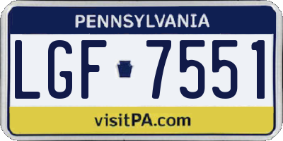 PA license plate LGF7551