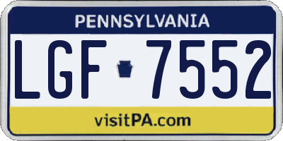 PA license plate LGF7552