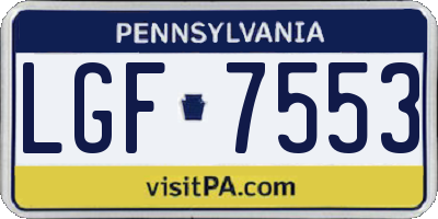 PA license plate LGF7553