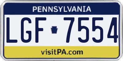 PA license plate LGF7554