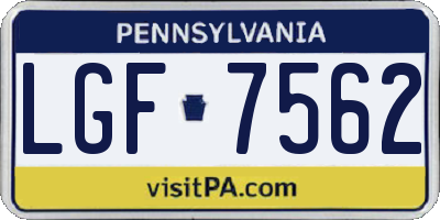 PA license plate LGF7562