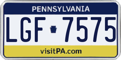 PA license plate LGF7575