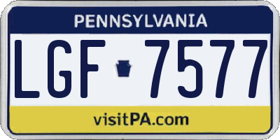 PA license plate LGF7577