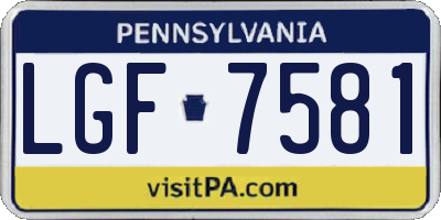 PA license plate LGF7581