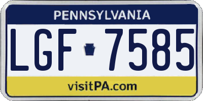 PA license plate LGF7585