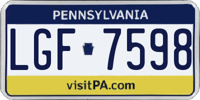 PA license plate LGF7598