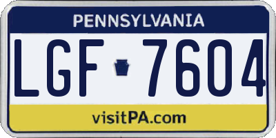 PA license plate LGF7604
