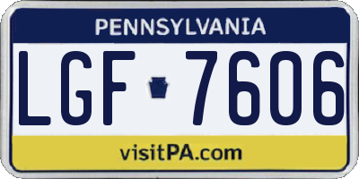 PA license plate LGF7606