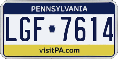 PA license plate LGF7614