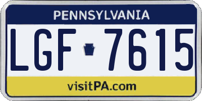 PA license plate LGF7615