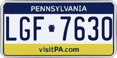 PA license plate LGF7630
