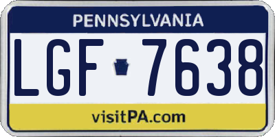 PA license plate LGF7638