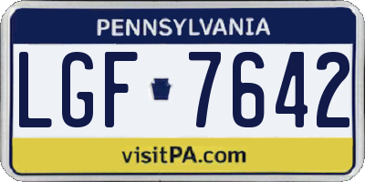 PA license plate LGF7642