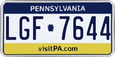 PA license plate LGF7644