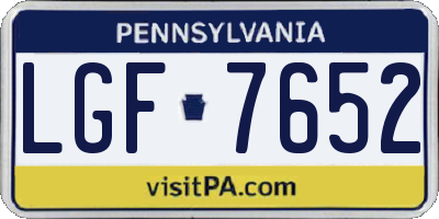 PA license plate LGF7652