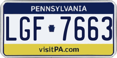 PA license plate LGF7663