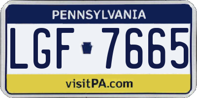 PA license plate LGF7665