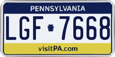 PA license plate LGF7668