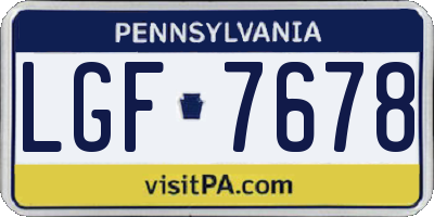 PA license plate LGF7678
