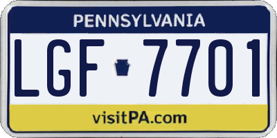 PA license plate LGF7701